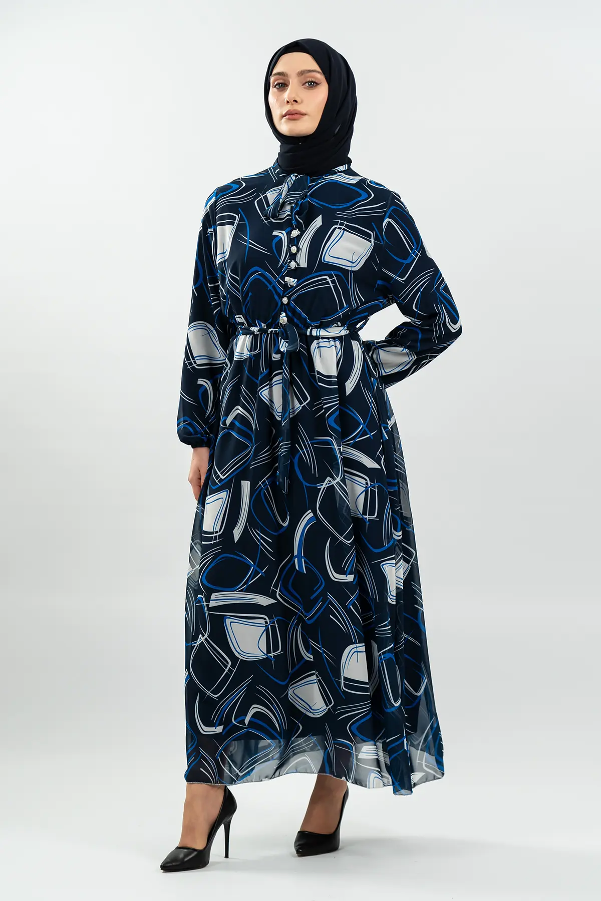 Pleated Floral Dress-detail