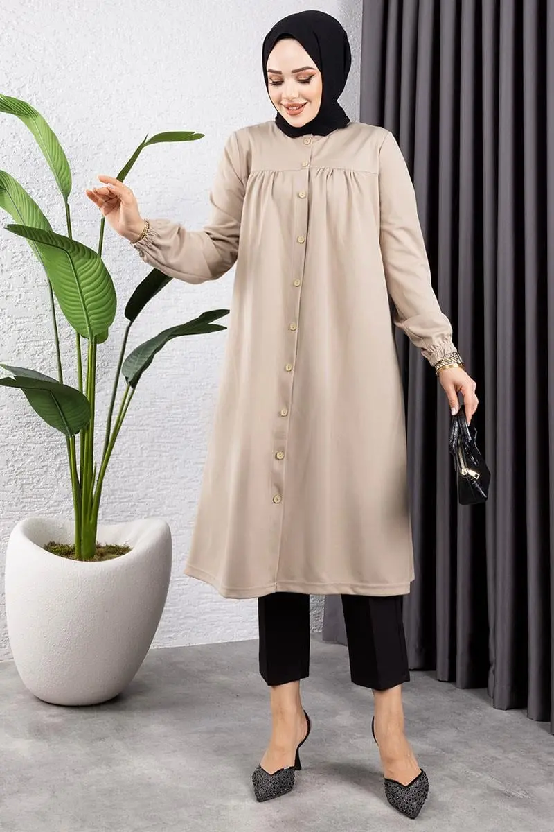 Pleated Hijab Tunic-detail