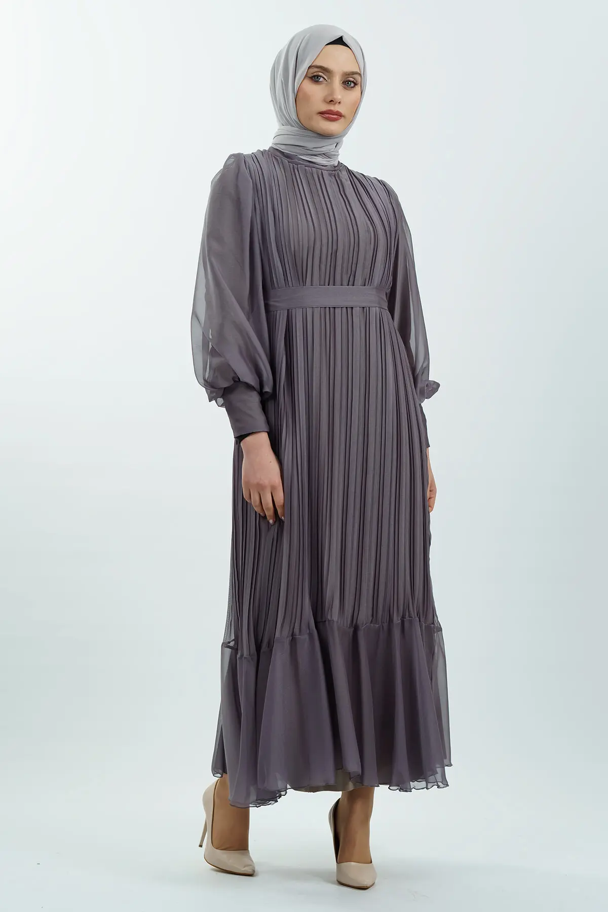 Pleated Janjan Evening Dress-detail