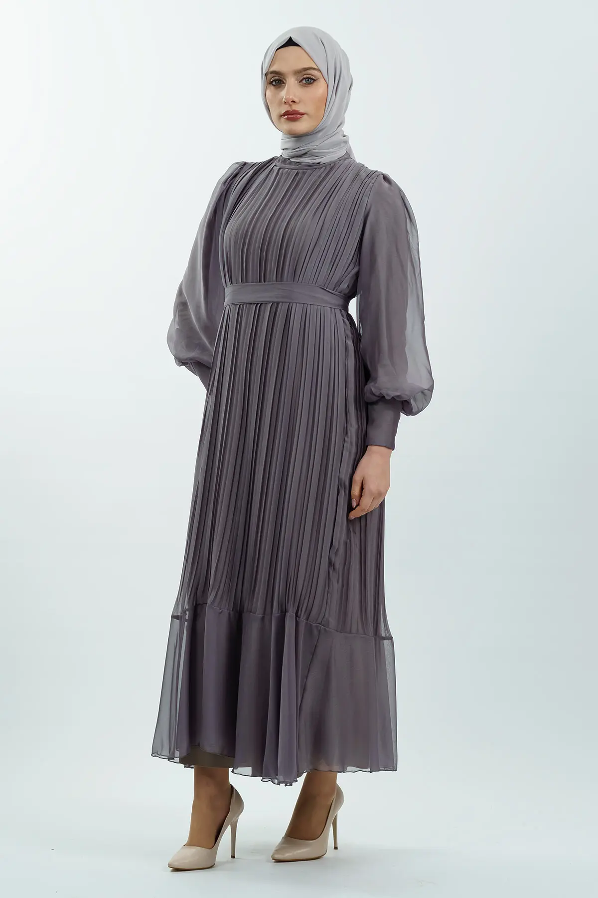 Pleated Janjan Evening Dress-detail