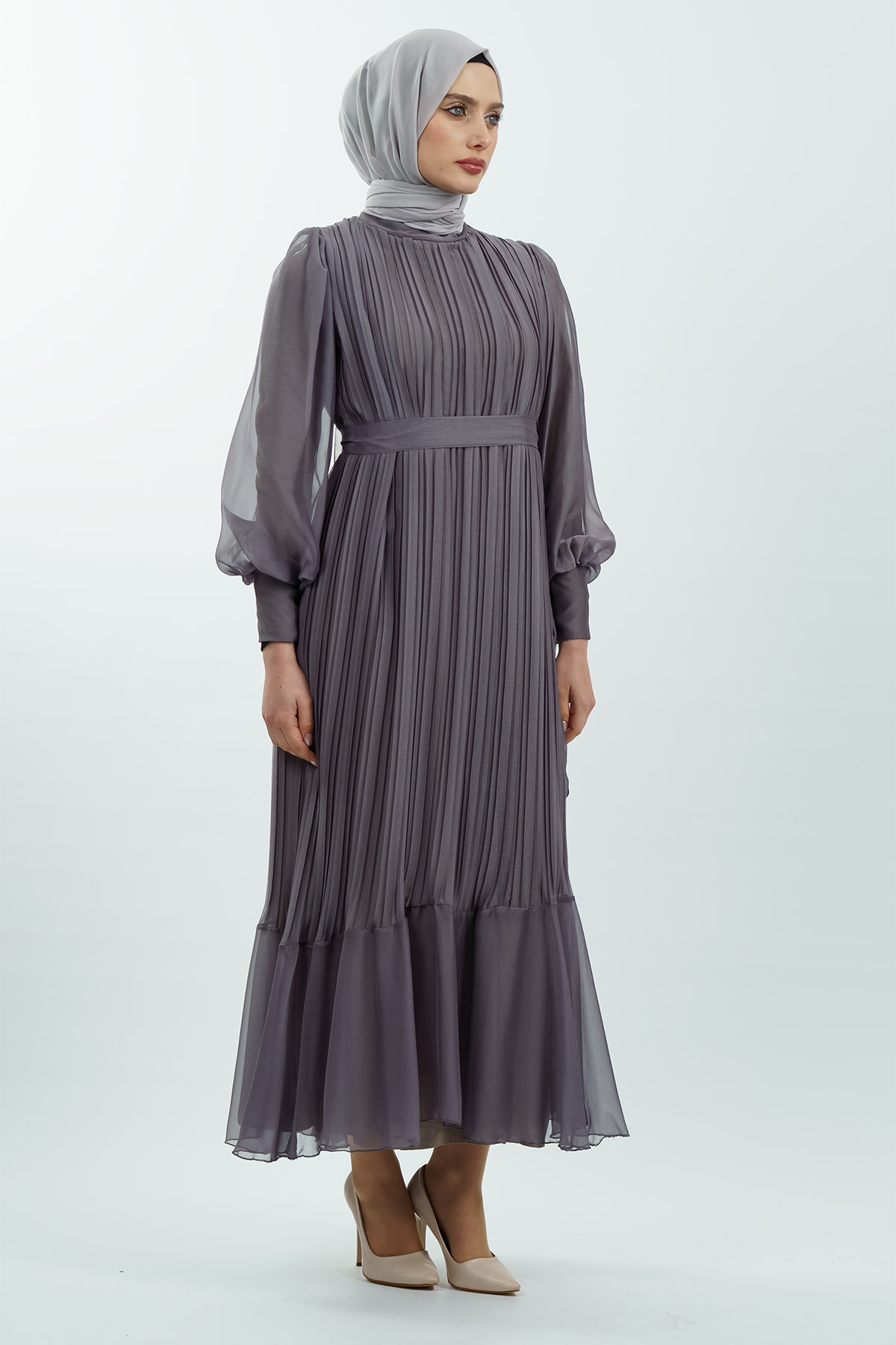 Pleated Janjan Evening Dress