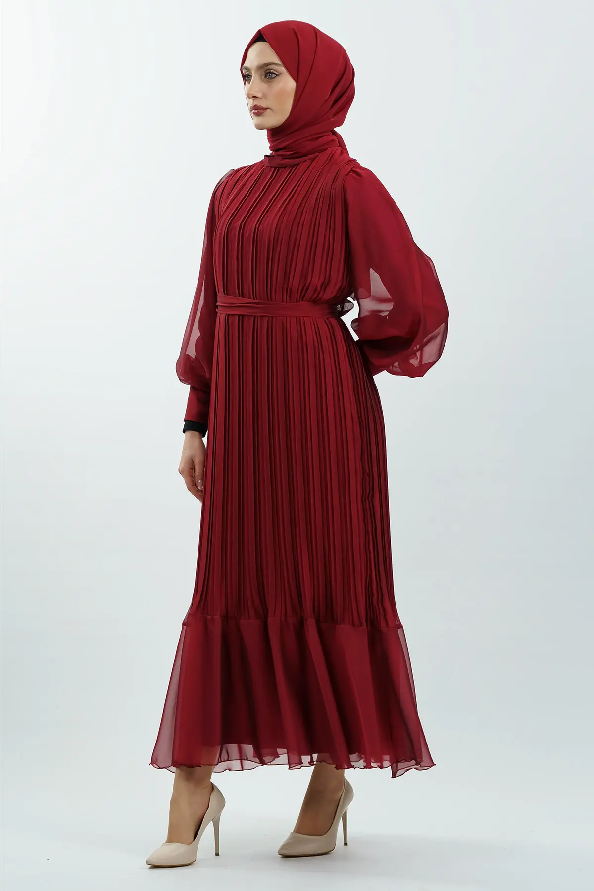 Pleated Janjan Evening Dress-detail