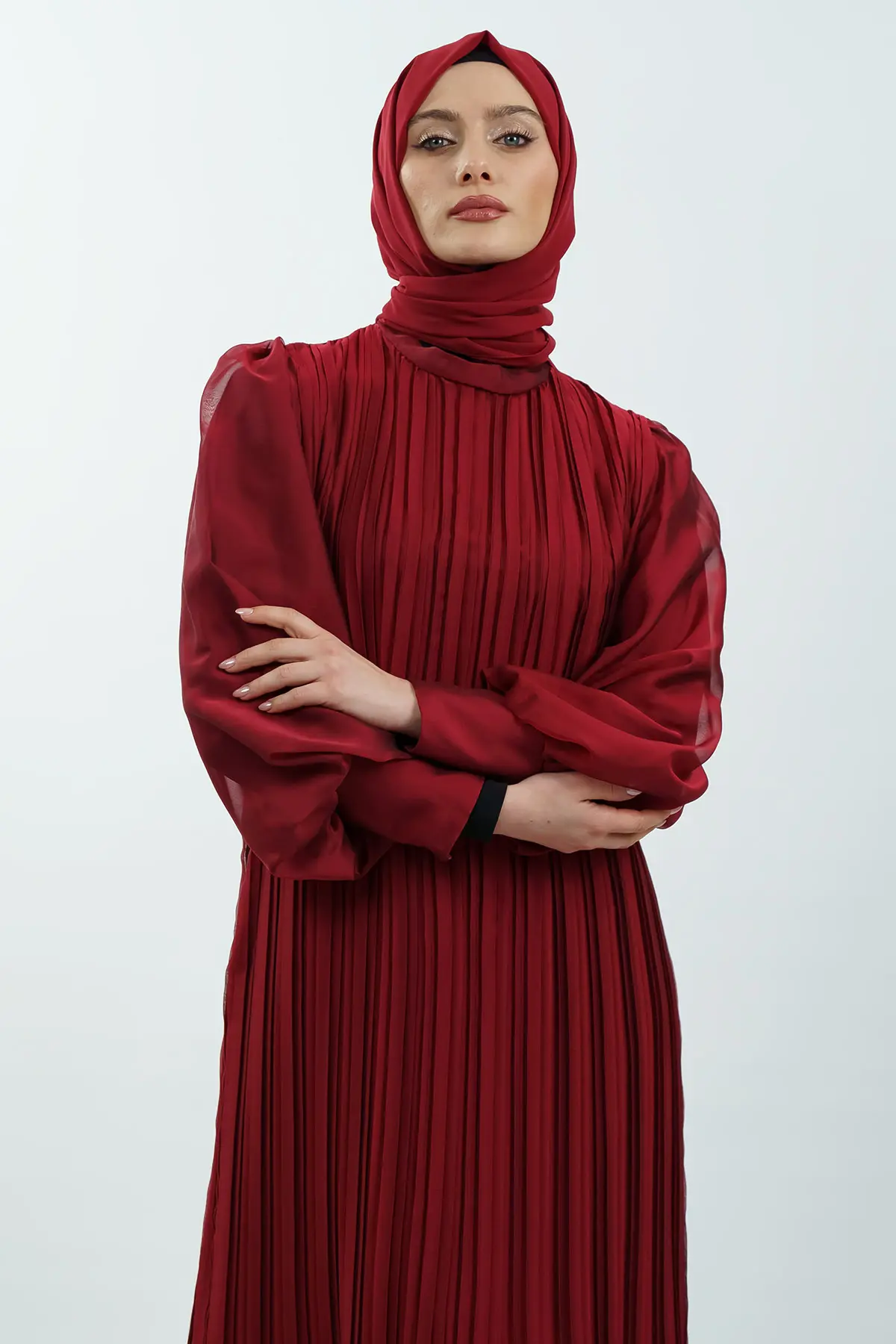 Pleated Janjan Evening Dress-detail