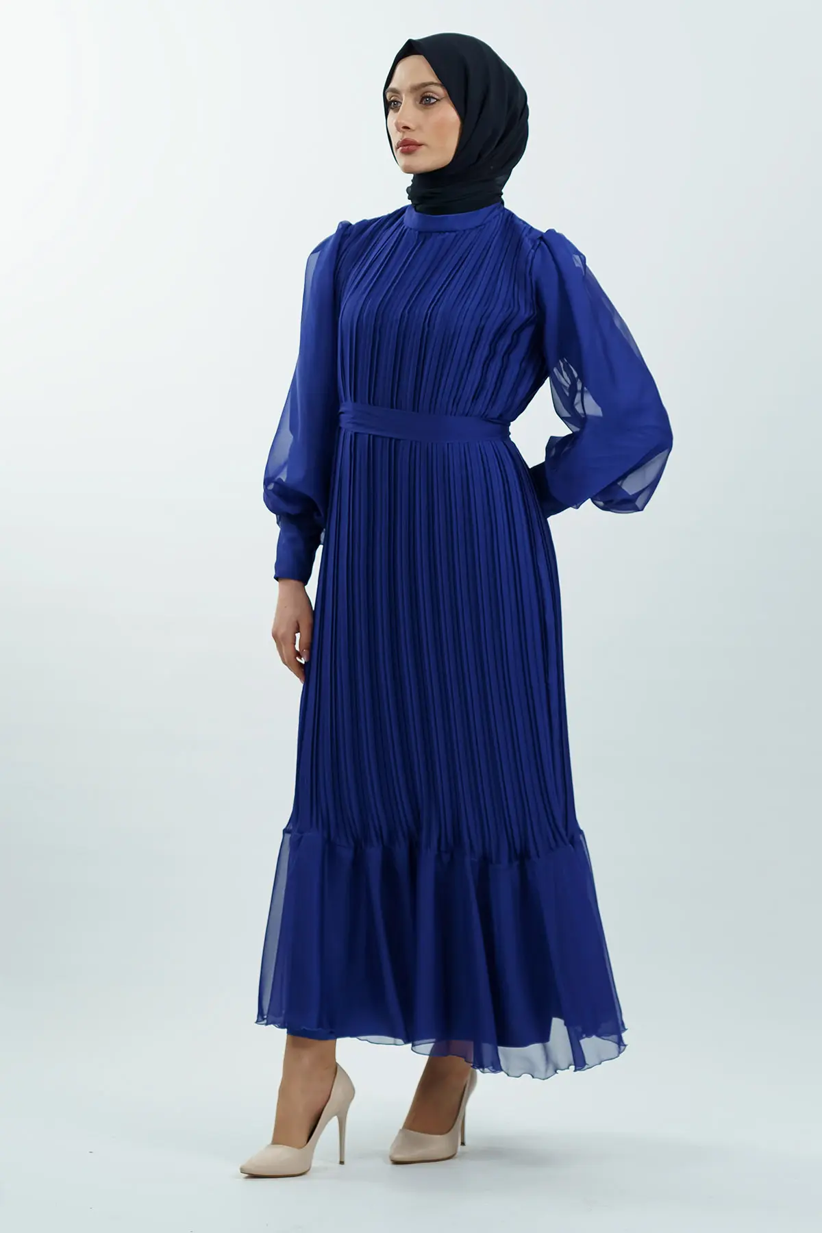 Pleated Janjan Evening Dress-detail