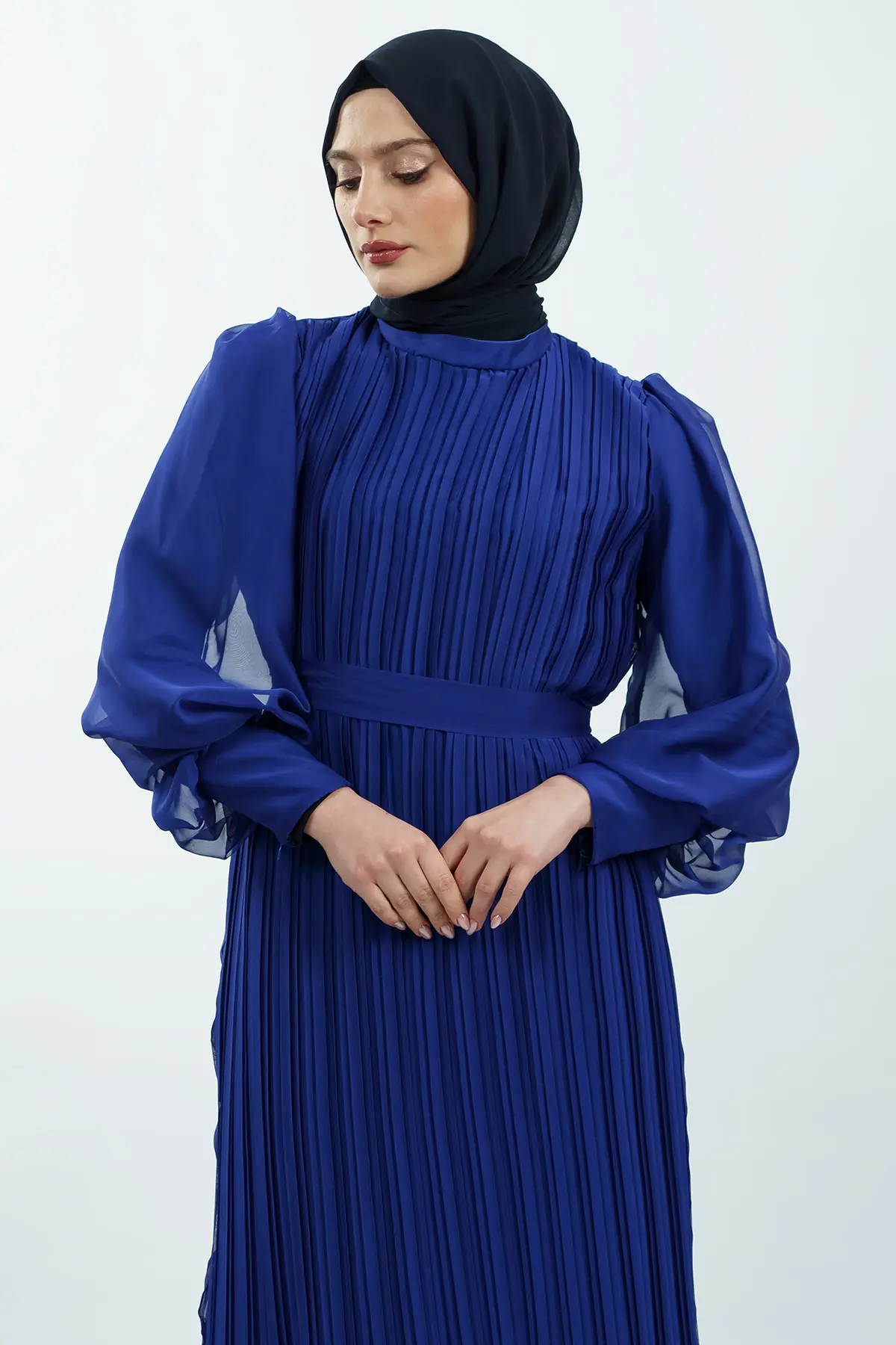 Pleated Janjan Evening Dress-detail