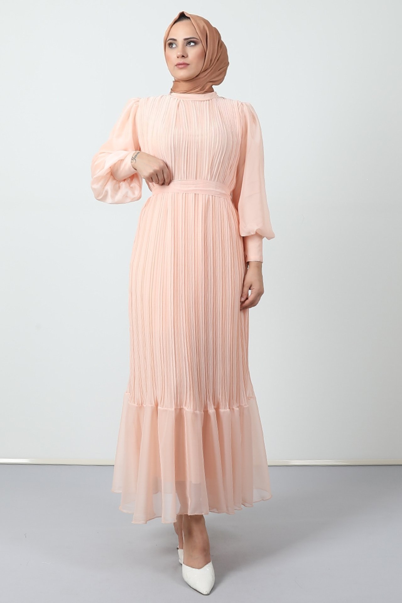 Pleated Janjan Evening Dress