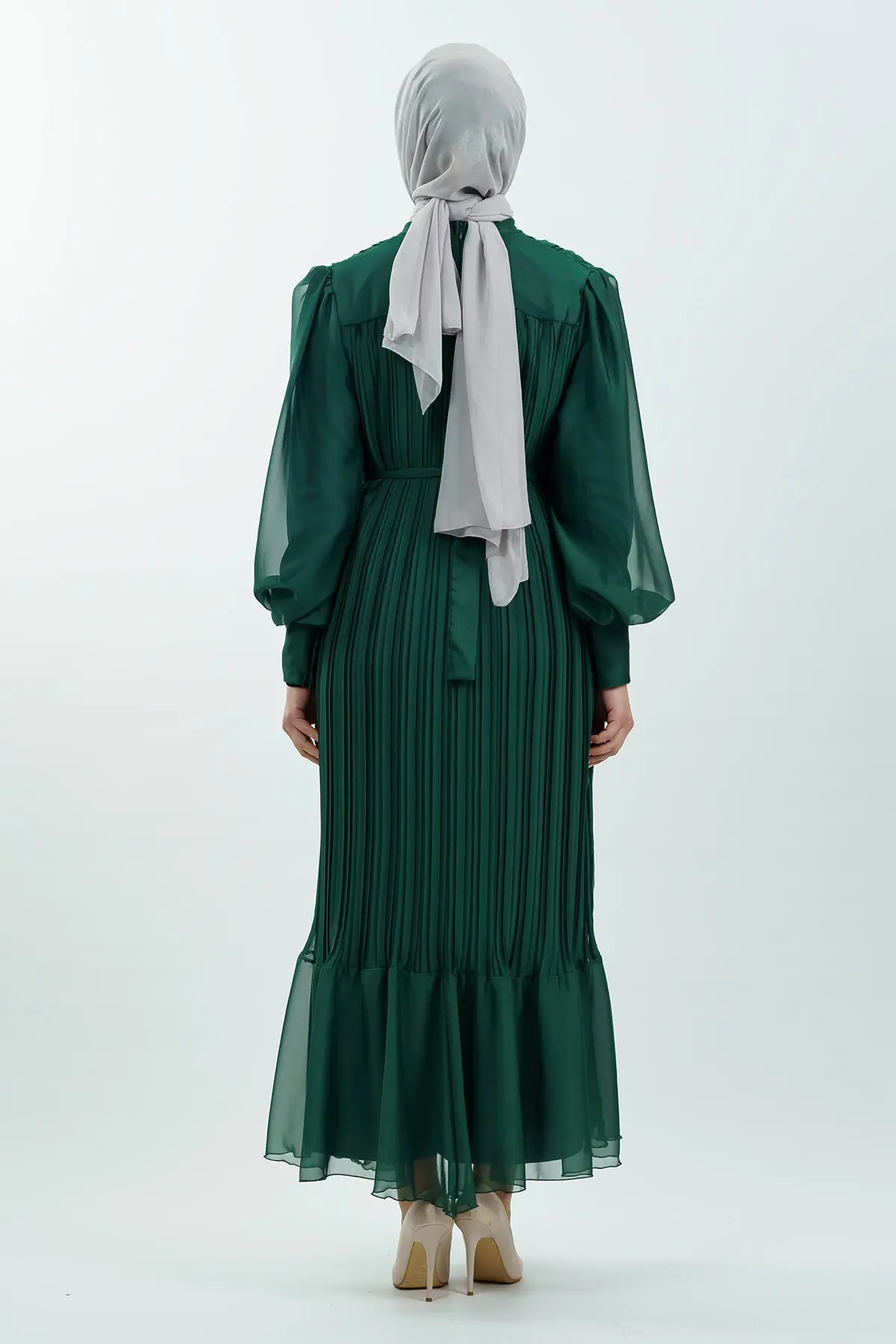 Pleated Janjan Evening Dress-detail