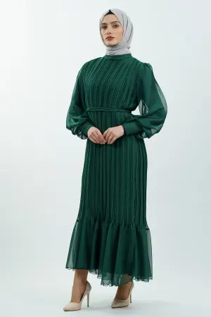 Pleated Janjan Evening Dress