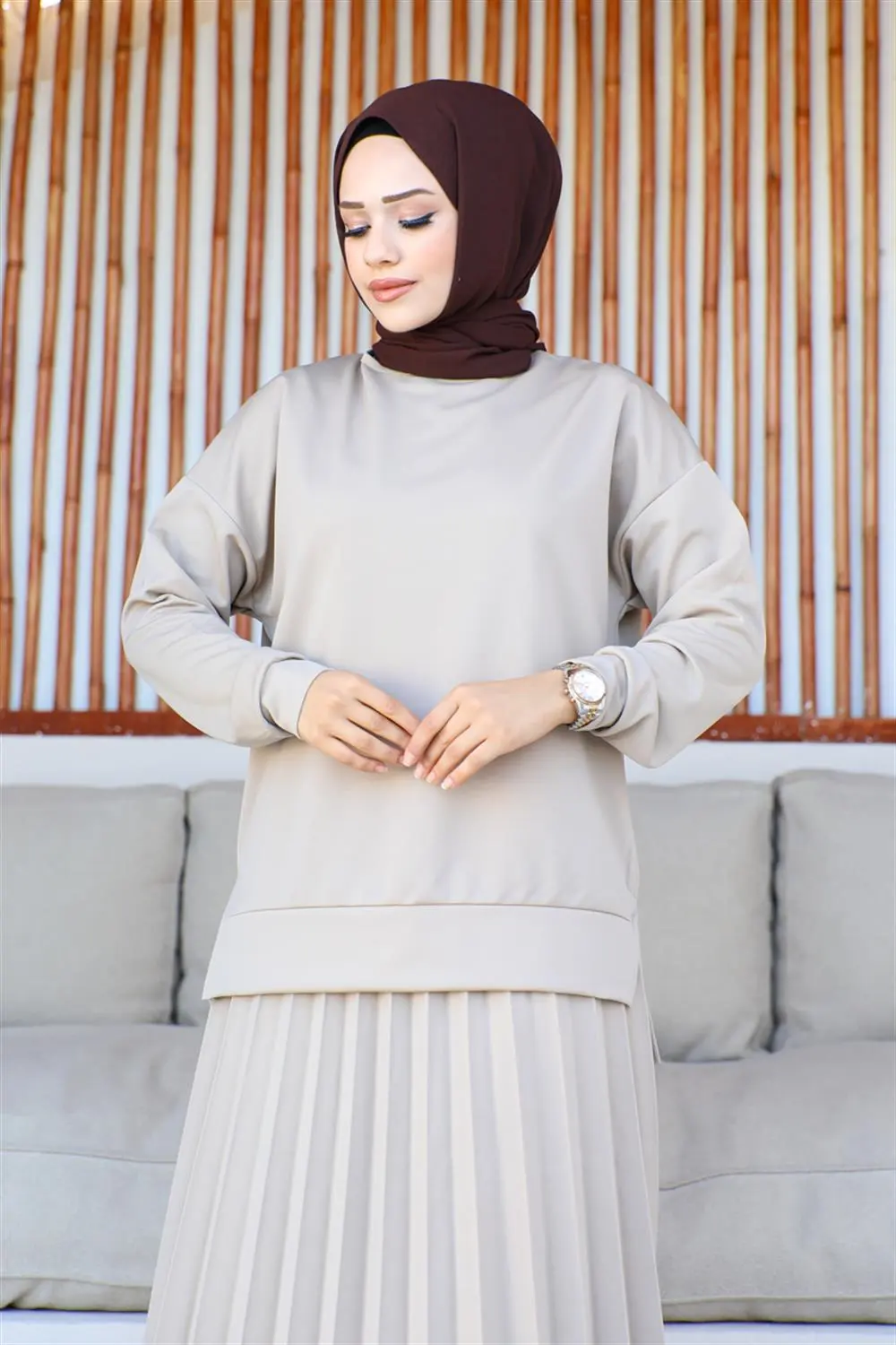 Pleated Skirt Sports Suit-detail