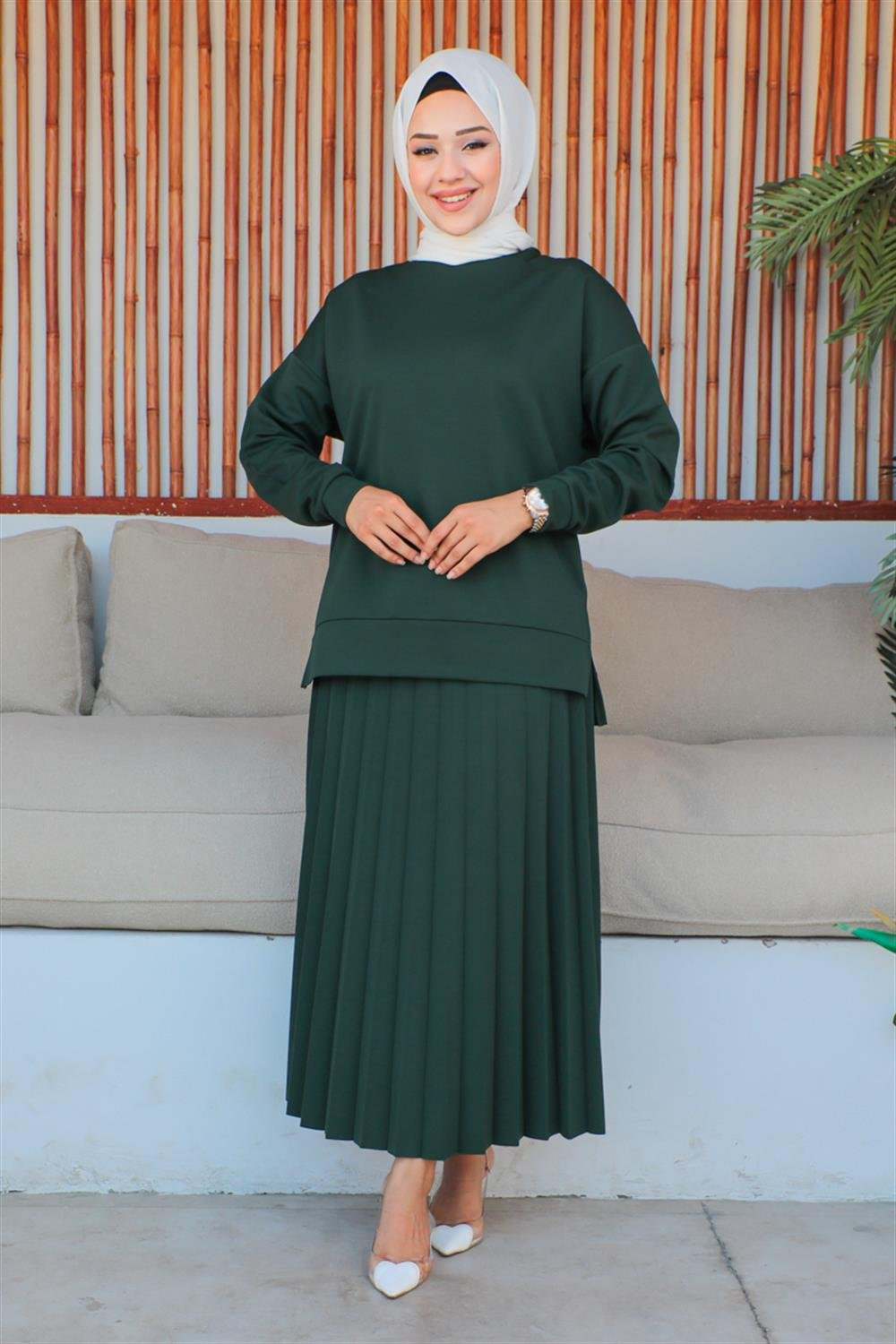 Pleated Skirt Sports Suit