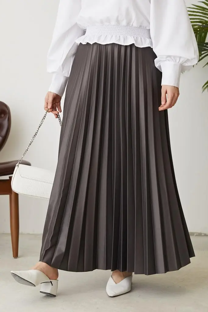 Pleated Skirt With Elastic Waist-detail