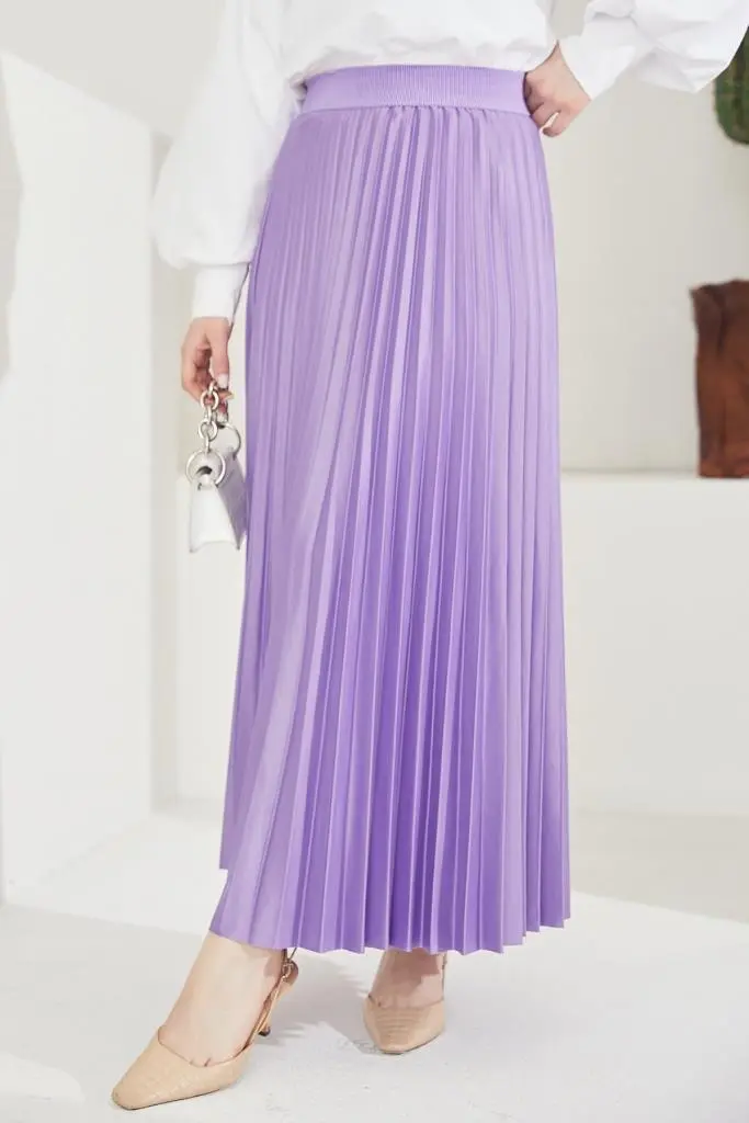 Pleated Skirt With Elastic Waist-detail