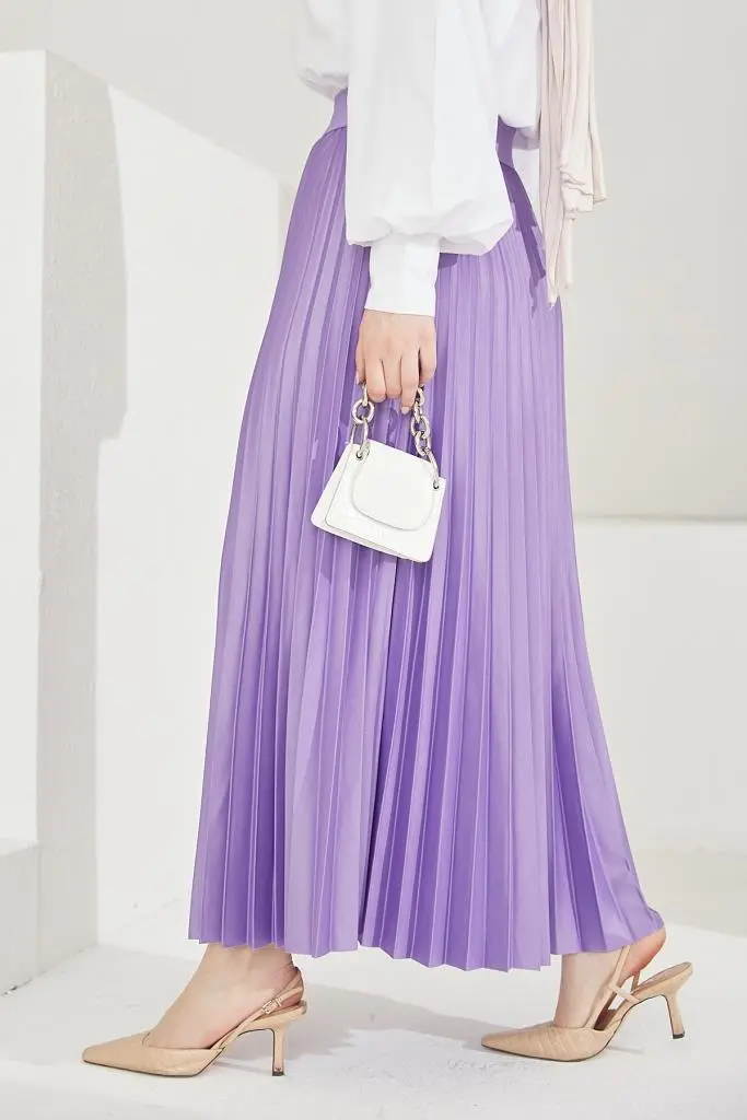 Pleated Skirt With Elastic Waist-detail