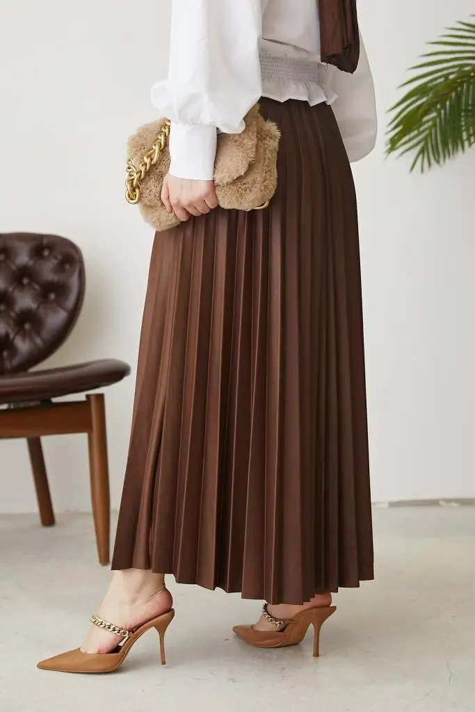 Pleated Skirt With Elastic Waist-detail