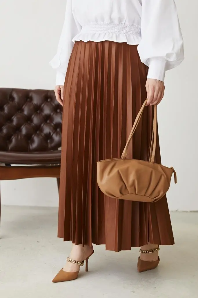 Pleated Skirt With Elastic Waist-detail