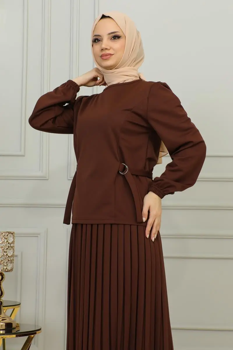 Pleated Suit With Waist Detail-detail