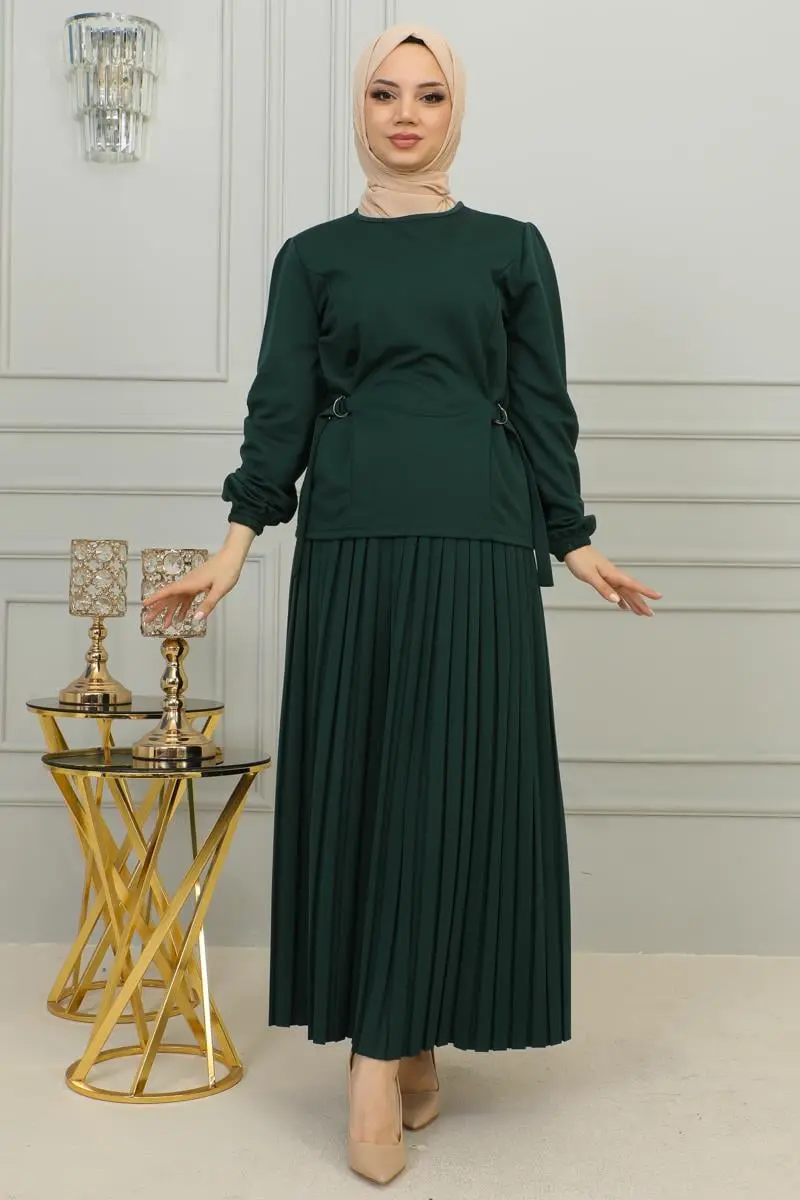 Pleated Suit With Waist Detail-detail