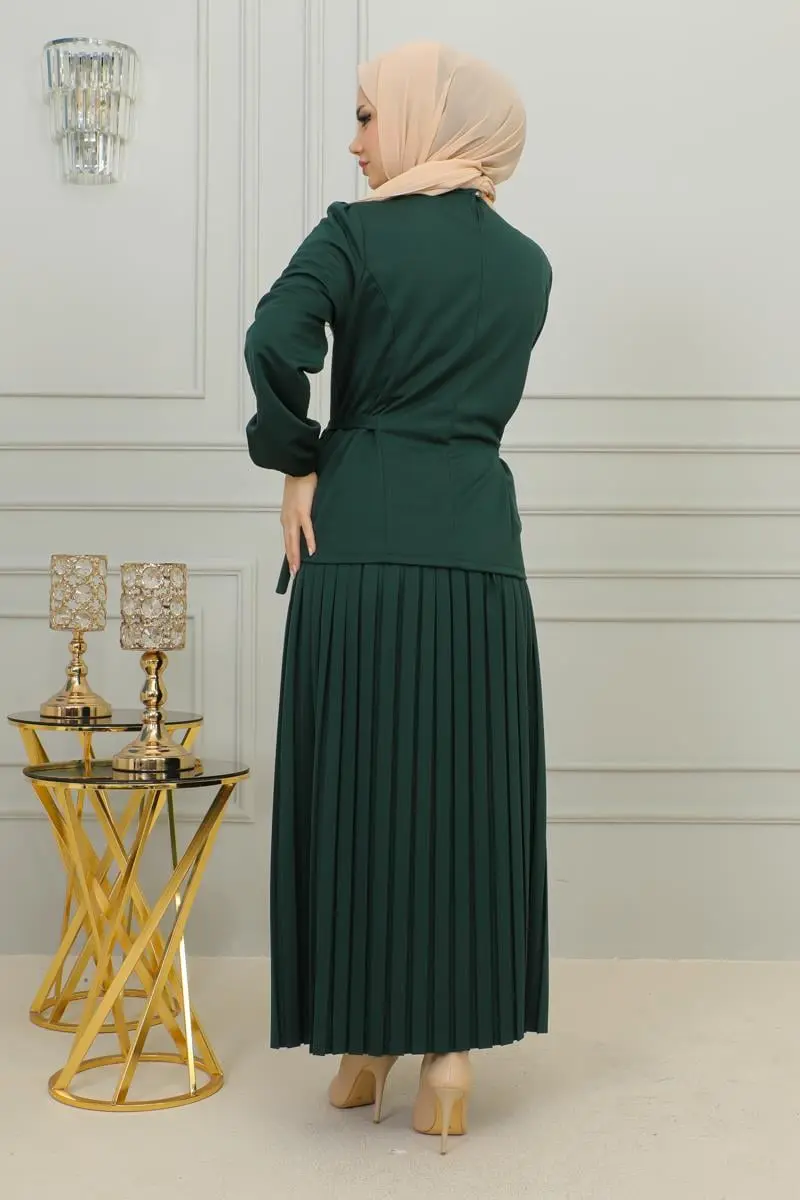 Pleated Suit With Waist Detail-detail