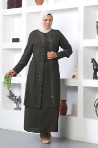 Plus Size Embroidered Evening Suit