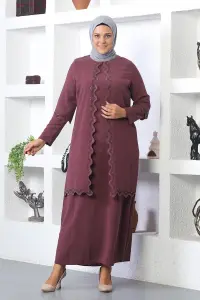 Plus Size Hijab Embroidered Evening Dress