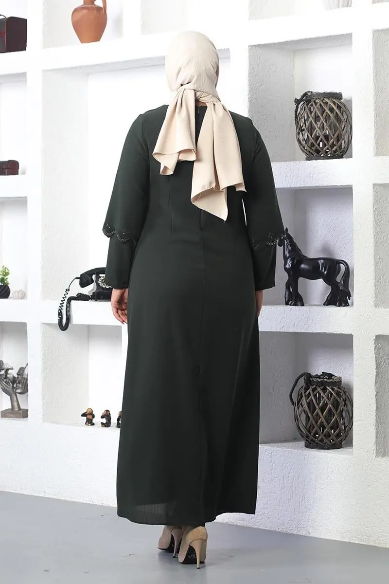 Plus Size Hijab Embroidered Evening Dress-detail