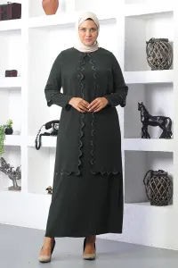 Plus Size Hijab Embroidered Evening Dress