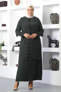 Plus Size Hijab Embroidered Evening Dress