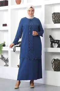 Plus Size Hijab Embroidered Evening Dress