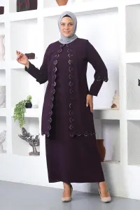 Plus Size Hijab Embroidered Evening Dress