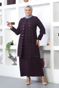 Plus Size Hijab Embroidered Evening Dress