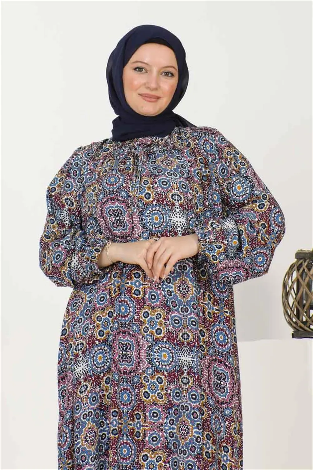 Plus Size Patterned Dress-detail