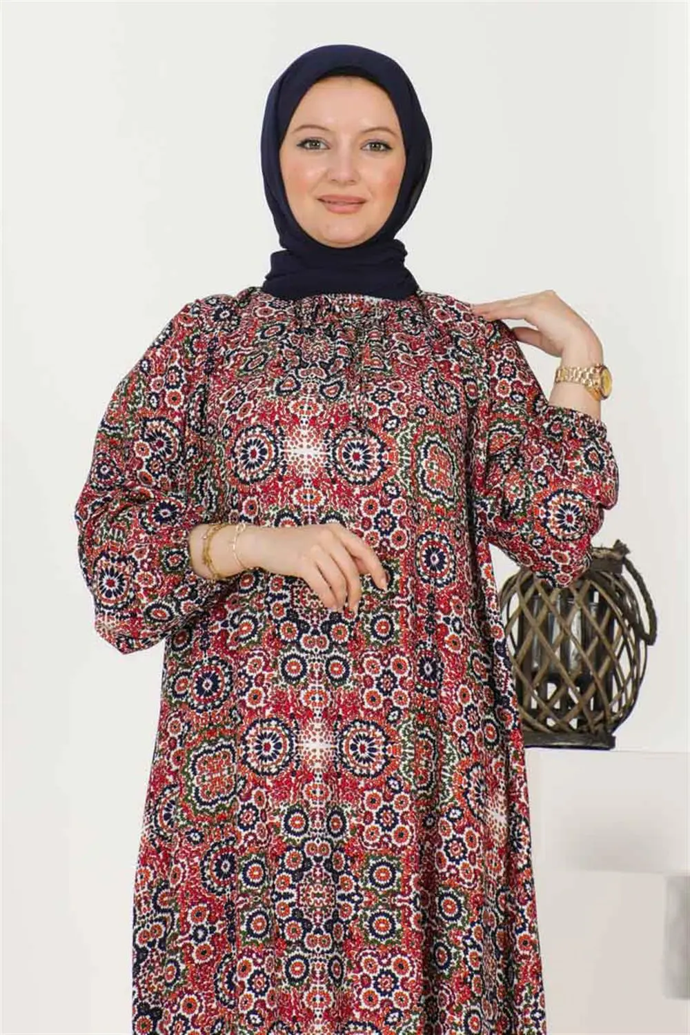 Plus Size Patterned Dress-detail