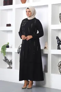 Plus Size Stone Embroidered Evening Dress