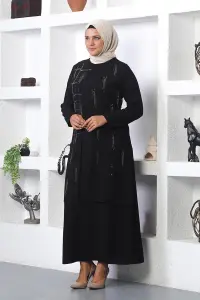 Plus Size Stone Embroidered Evening Dress