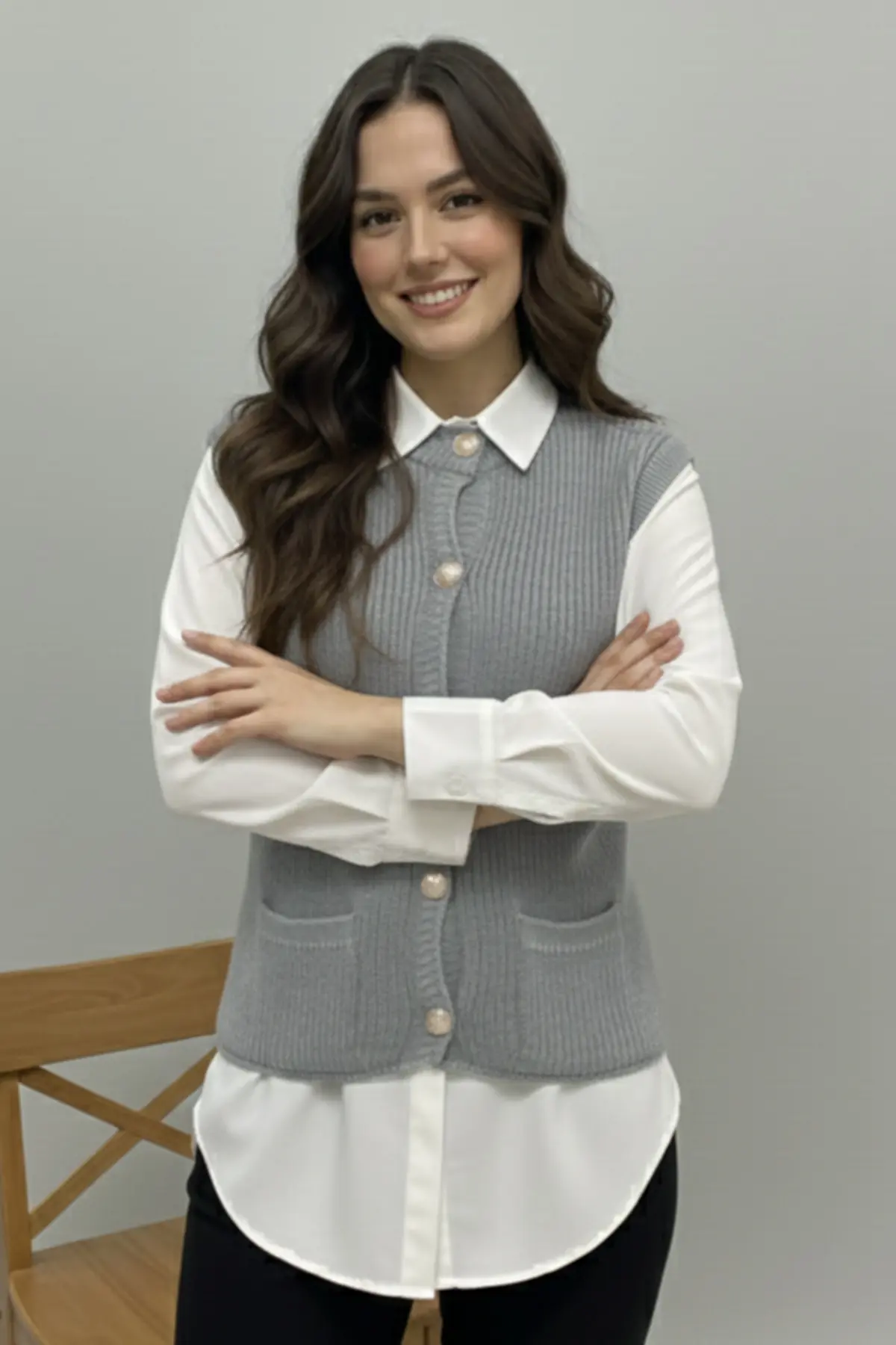 Pocket Knit Vest-detail