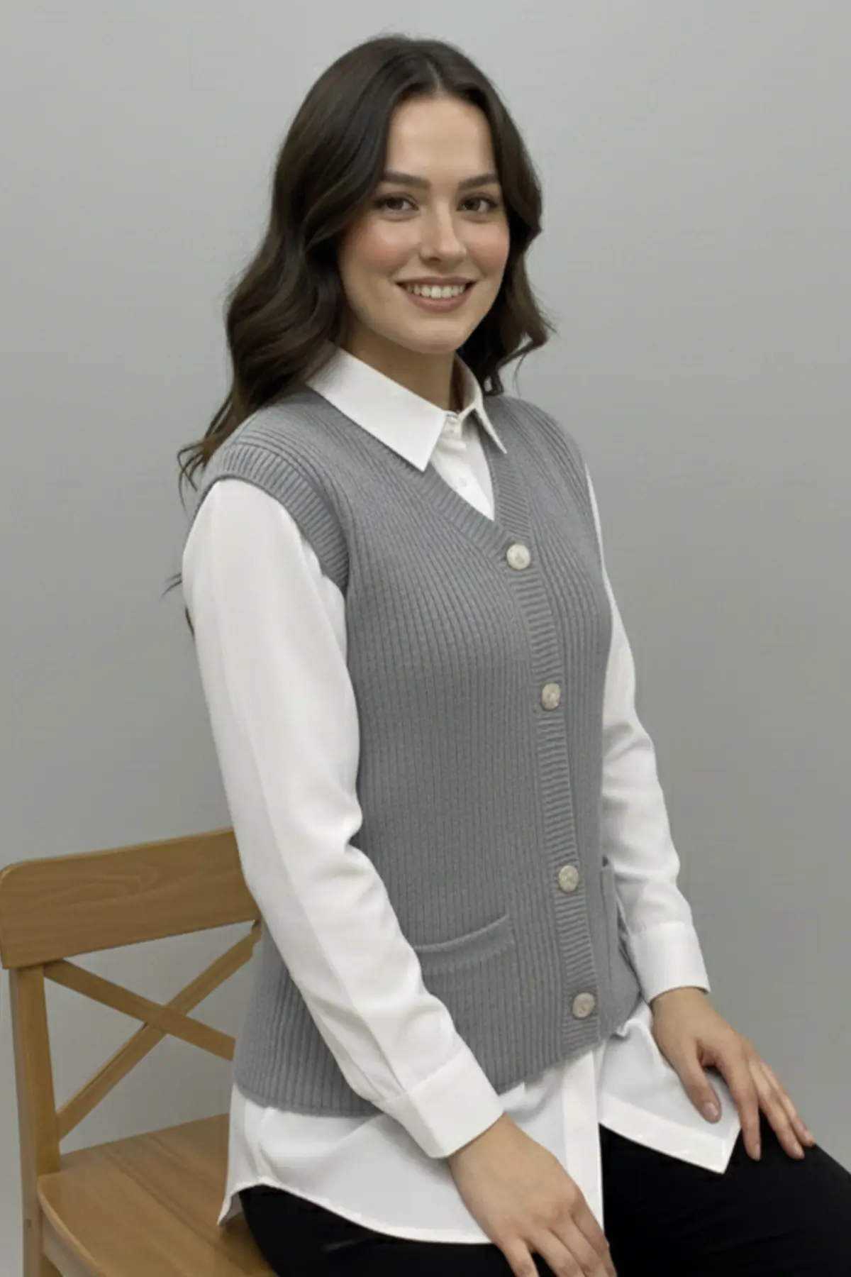 Pocket Knit Vest-detail