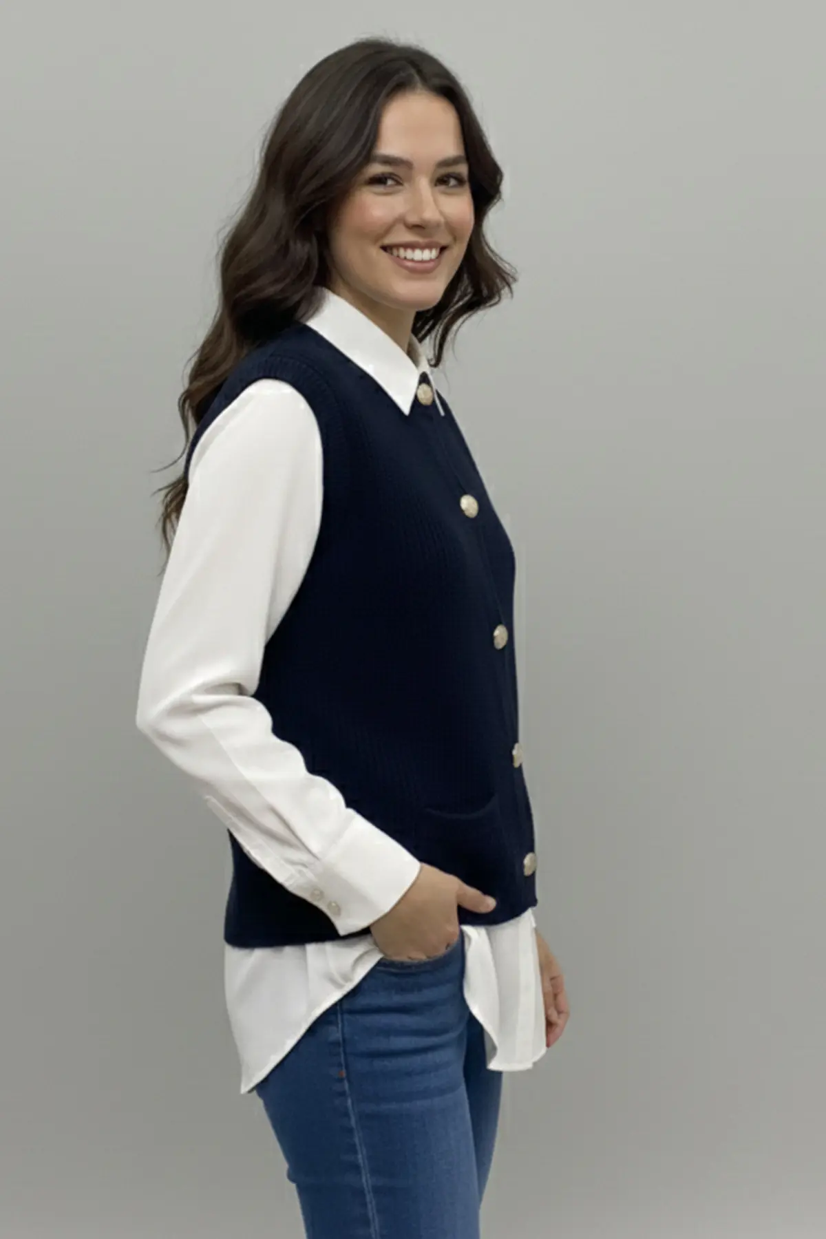 Pocket Knit Vest-detail