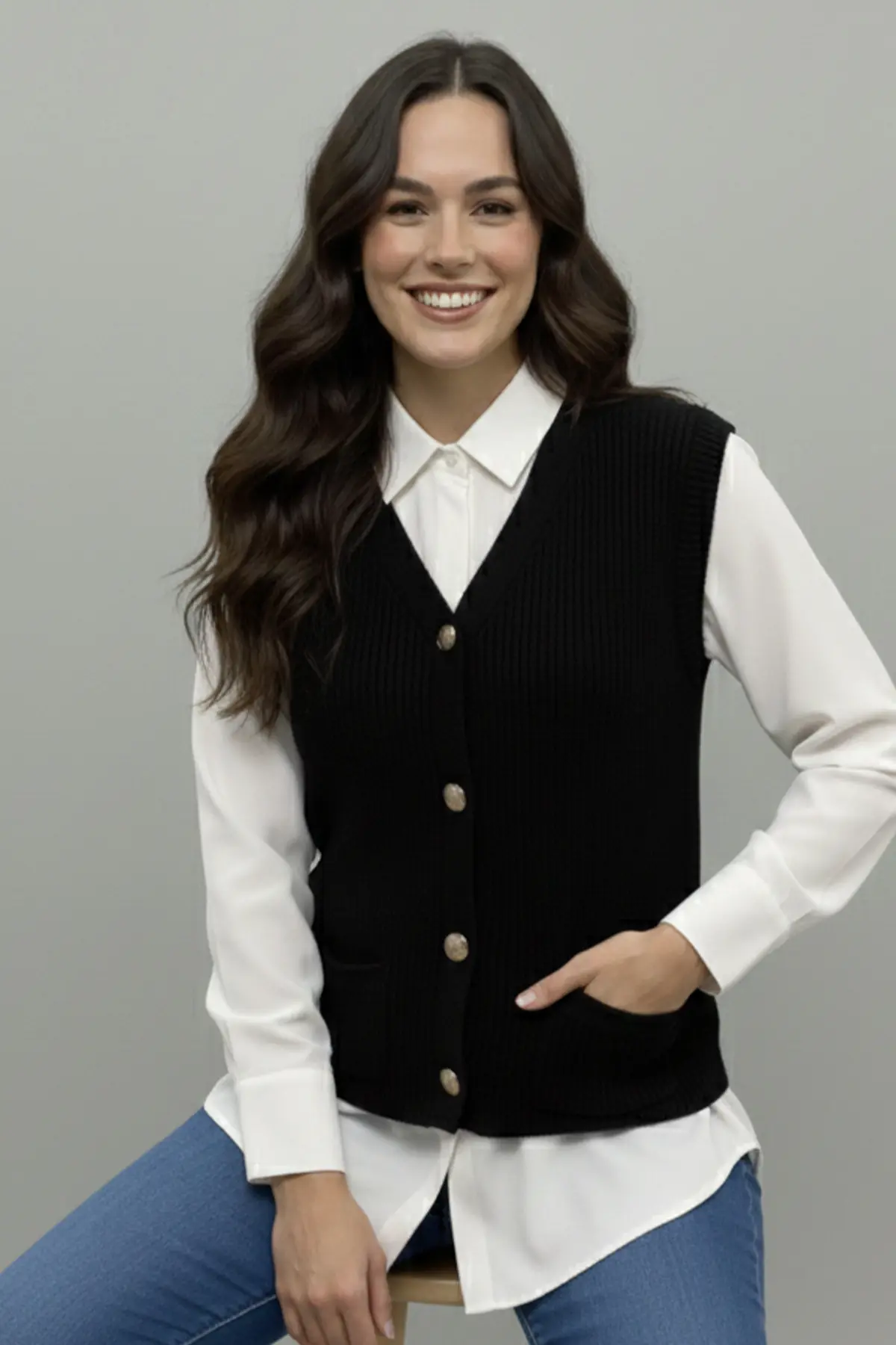 Pocket Knit Vest-detail