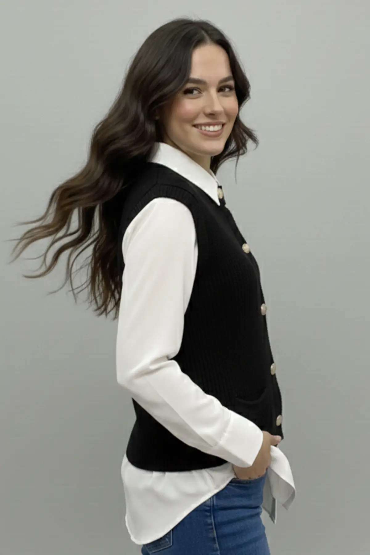 Pocket Knit Vest-detail