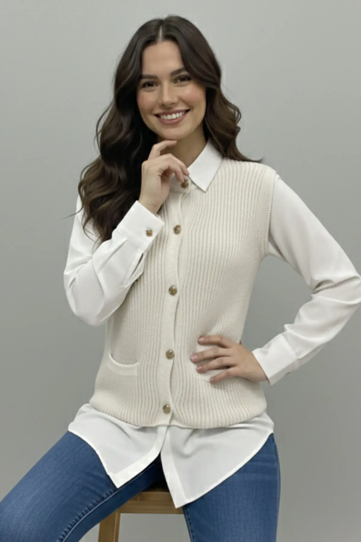 Pocket Knit Vest-detail