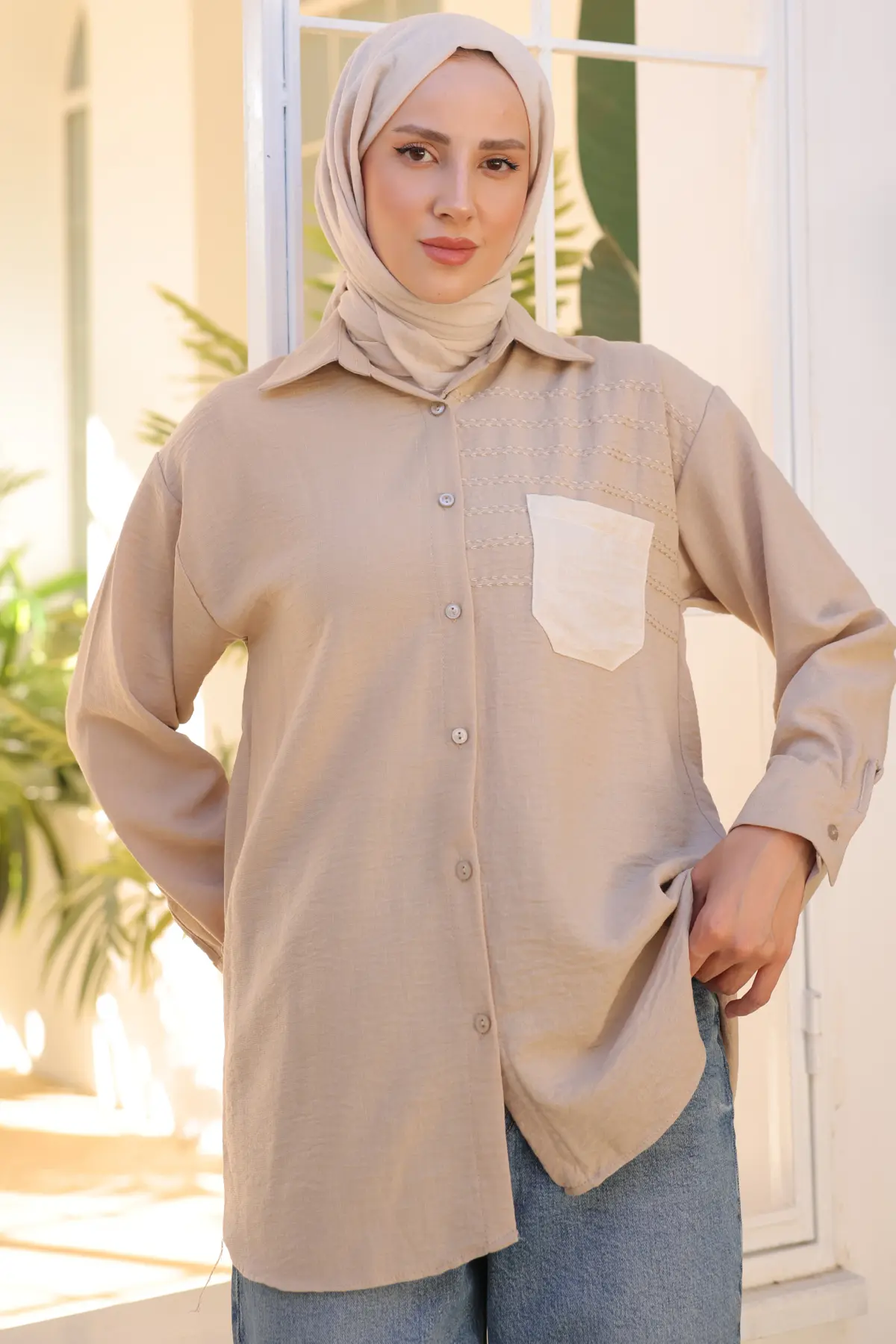 Pocket Shirt With Embroidery Detail-detail