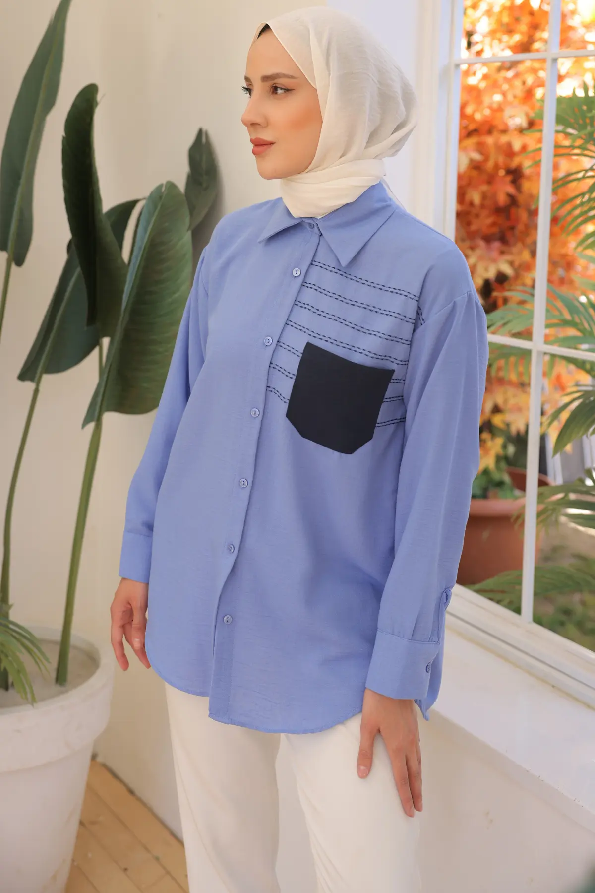 Pocket Shirt With Embroidery Detail-detail