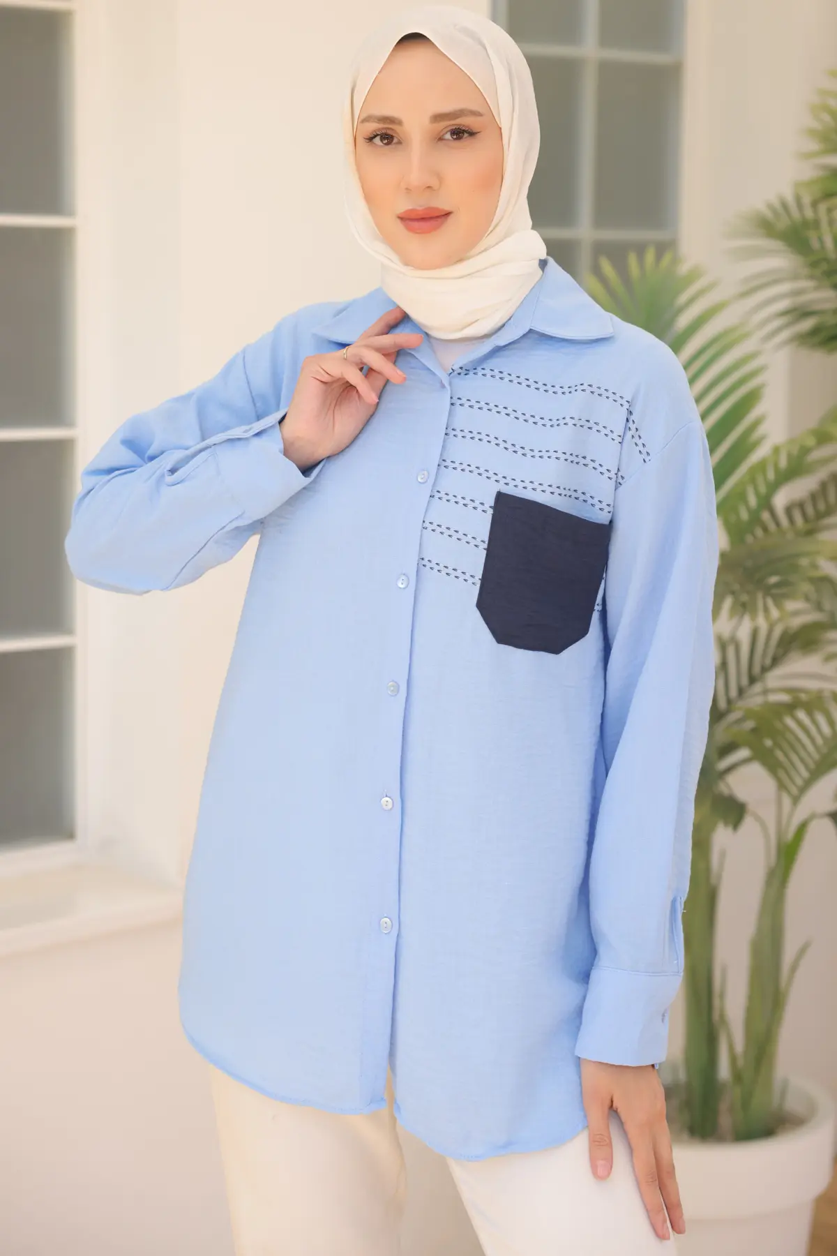 Pocket Shirt With Embroidery Detail-detail