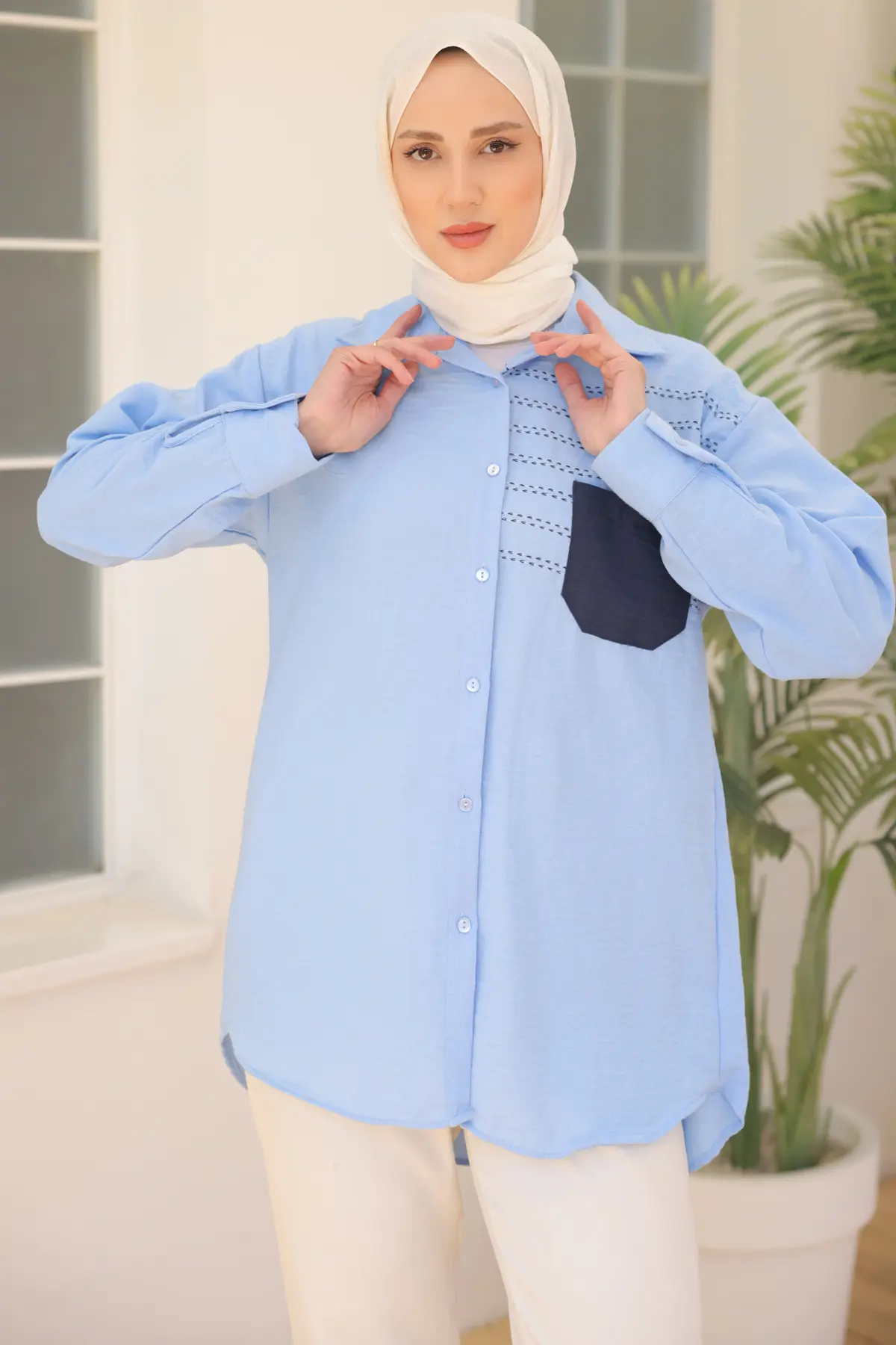 Pocket Shirt With Embroidery Detail-detail