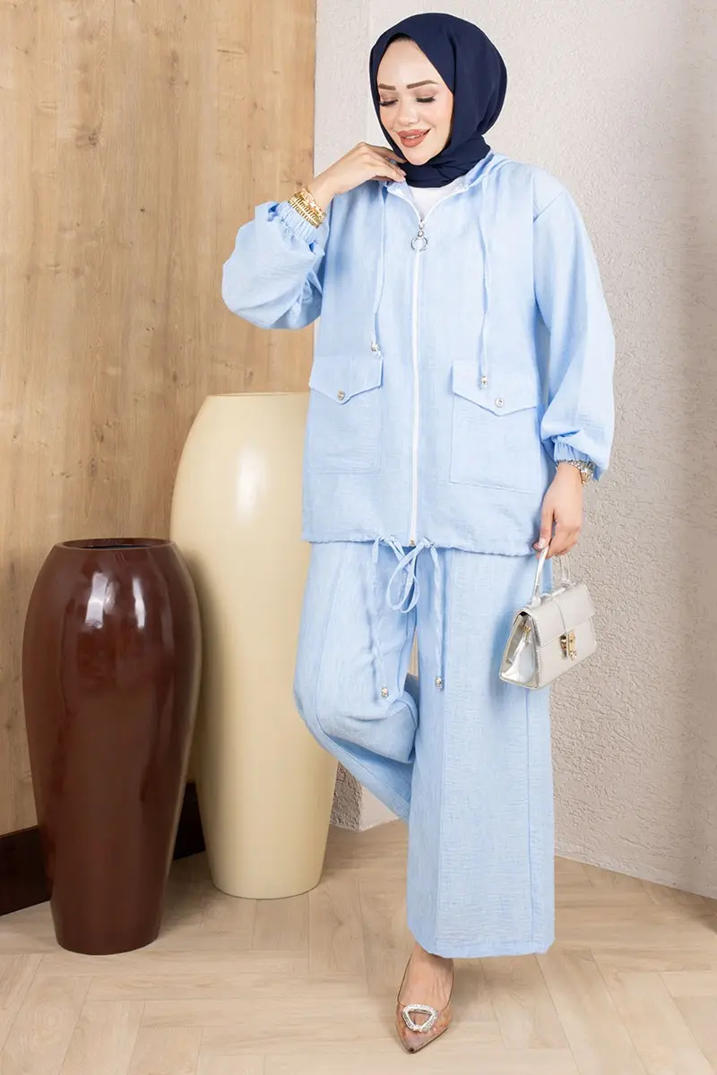 Pocketed Casual Suit 0364 Baby Blue-detail
