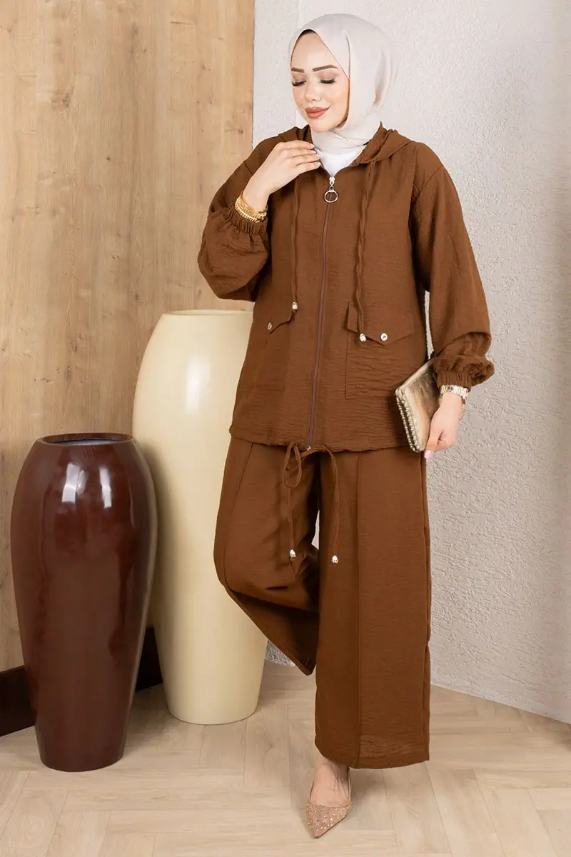 Pocketed Casual Suit 0364 Brown-detail