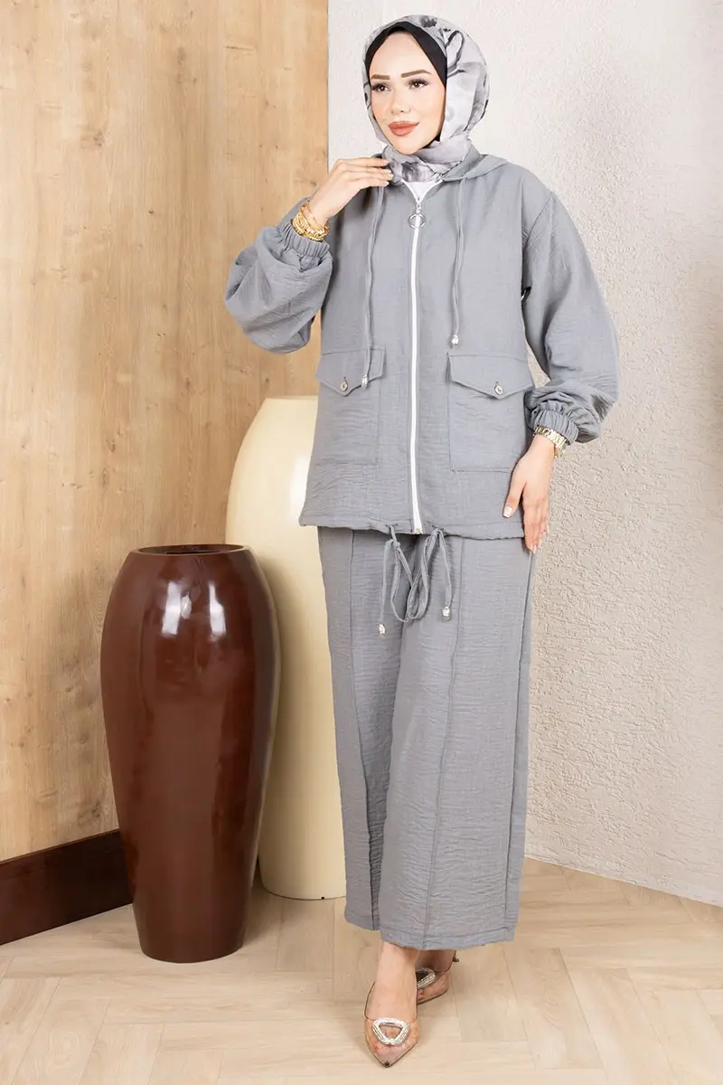 Pocketed Casual Suit 0364 Grey-detail