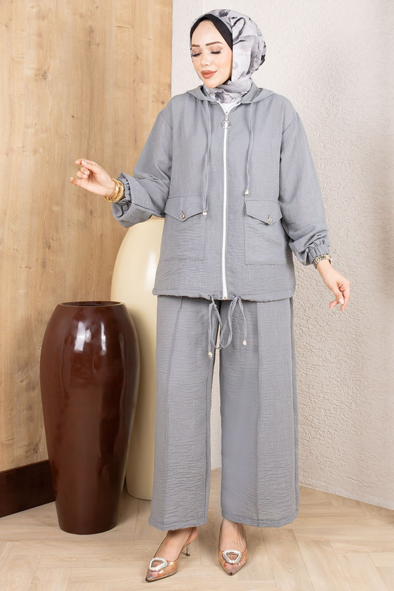 Pocketed Casual Suit 0364 Grey