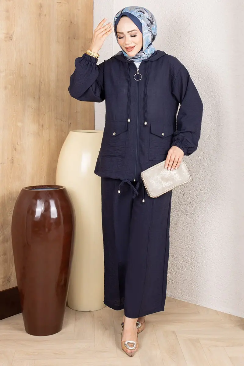 Pocketed Casual Suit 0364 Navy Blue-detail