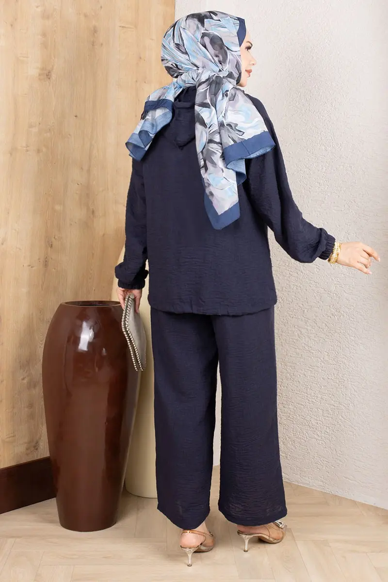 Pocketed Casual Suit 0364 Navy Blue-detail